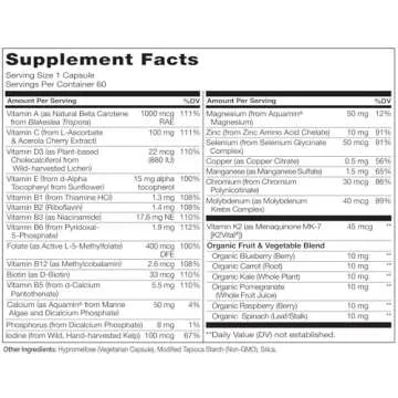 NATURELO One Daily Multivitamin for Men - with Vitamins & Minerals + Organic Whole Foods - Supplement to Boost Energy, General Health - Non-GMO - 60 Capsules - 2 Month Supply