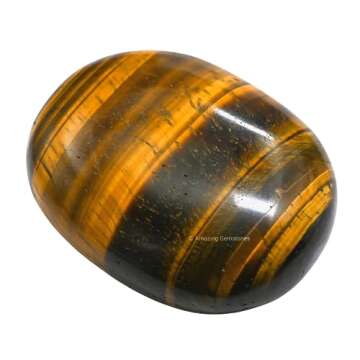 Tiger Eye Crystals and Healing Stones - Large Palm Stone Crystals Piedra - Crystal for Good Luck, Ba...