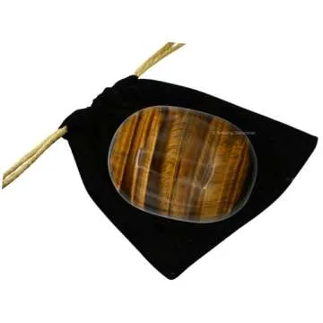 Tiger Eye Crystals and Healing Stones - Large Palm Stone Crystals Piedra - Crystal for Good Luck, Balanced Positive Energy, Meditation - Unique Stocking Stuffers and Birthday Gifts for Women, Men