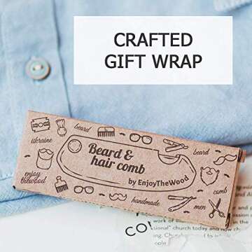 Enjoy The Wood Beard Comb for Men, Folding Pocket Beard Accessories for Men, Engraved Walnut Wooden Comb for Moustache, Beard & Hair - Perfect Gift For Him (Gift for Him (Skull)) (Model HS)