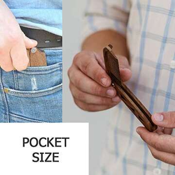 Enjoy The Wood Beard Comb for Men, Folding Pocket Beard Accessories for Men, Engraved Walnut Wooden Comb for Moustache, Beard & Hair - Perfect Gift For Him (Gift for Him (Skull)) (Model HS)