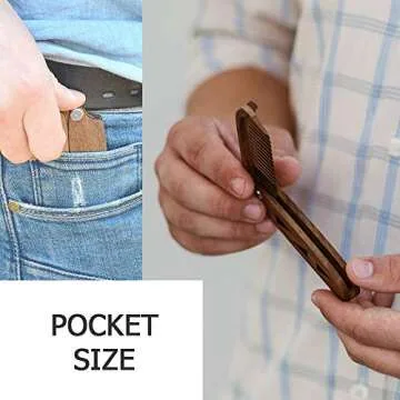 Enjoy The Wood Beard Comb for Men, Folding Pocket Beard Accessories for Men, Engraved Walnut Wooden Comb for Moustache, Beard & Hair - Perfect Gift For Him (Gift for Him (Skull)) (Model HS)