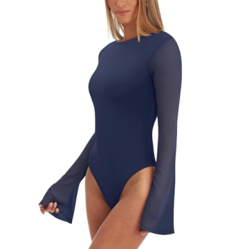 Buy REORIA Women’s Stylish Sheer Mesh Bodysuit Online