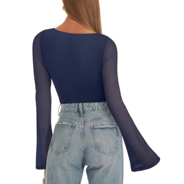 Buy REORIA Women’s Stylish Sheer Mesh Bodysuit Online