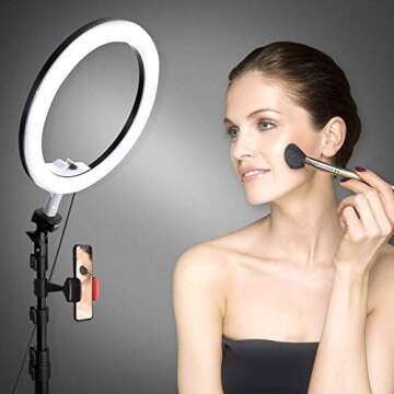 10" Selfie Ring Light with Tripod Stand & Cell Phone Holder for Live Stream/Makeup, UBeesize Mini Led Camera Ringlight for YouTube Video/Photography Compatible with All Phones (Black)