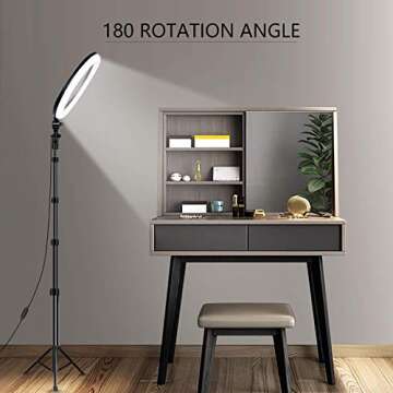 10" Selfie Ring Light with Tripod Stand & Cell Phone Holder for Live Stream/Makeup, UBeesize Mini Led Camera Ringlight for YouTube Video/Photography Compatible with All Phones (Black)