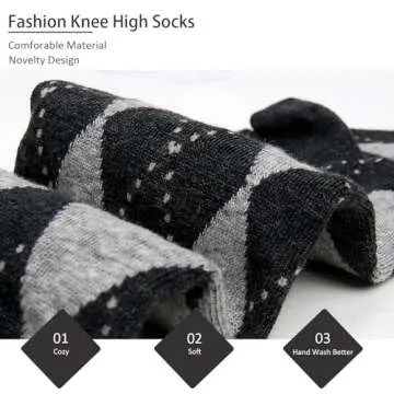 Violet Mist Knee High Socks: Argyle 3 Striped Style