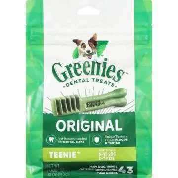 Greenies Original Teenie Natural Dental Care Dog Treats, 12 oz. Pack (43 Treats)