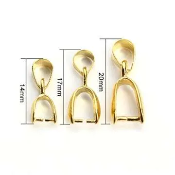 Linsoir Beads Pinch Clip Bail Bead Pendant Connector Jewelry Findings Gold Plated 7X20mm 50 Pcs