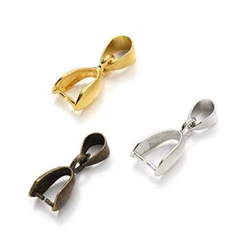 Linsoir Beads Pinch Clip Bail Bead Pendant Connector Jewelry Findings Gold Plated 7X20mm 50 Pcs