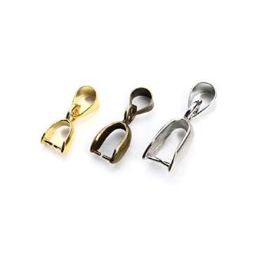 Linsoir Beads Pinch Clip Bail Bead Pendant Connector Jewelry Findings Gold Plated 7X20mm 50 Pcs