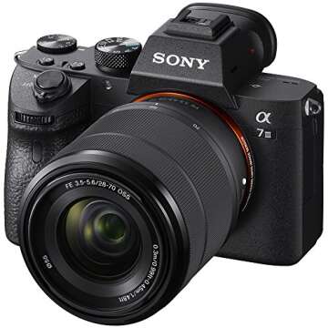 Sony a7III Full Frame Mirrorless Camera with FE 28-70mm F3.5-5.6 OSS Lens Kit ILCE-7M3K/B | Official Sony USA Partner Model | Bundle with Telephoto & Wide-Angle Lens Set, 2X 64GB Cards, Deco Gear Bag