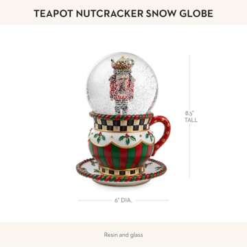 MACKENZIE-CHILDS Snow Globe, Christmas Decoration for Living Room, Holiday Decor, Teapot Nutcracker