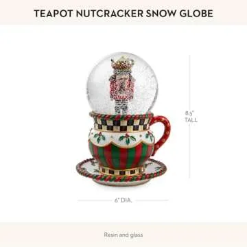 MACKENZIE-CHILDS Snow Globe, Christmas Decoration for Living Room, Holiday Decor, Teapot Nutcracker