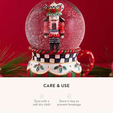 MACKENZIE-CHILDS Snow Globe, Christmas Decoration for Living Room, Holiday Decor, Teapot Nutcracker