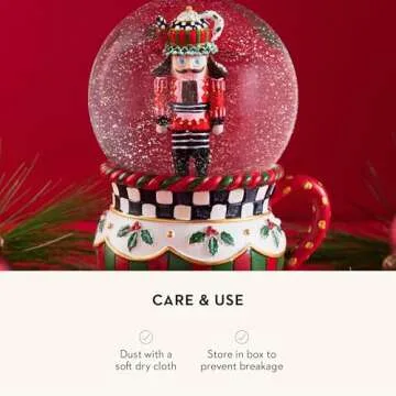 MACKENZIE-CHILDS Snow Globe, Christmas Decoration for Living Room, Holiday Decor, Teapot Nutcracker
