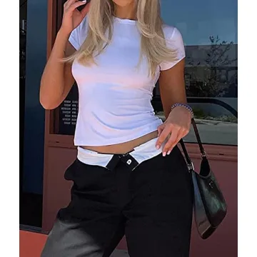 BAIGRAM Women’s Slim Fit Crop Top Tee Shirt for Every Occasion