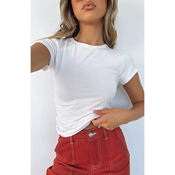 BAIGRAM Women’s Slim Fit Crop Top Tee Shirt for Every Occasion