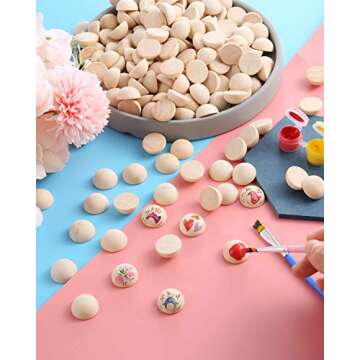Pllieay 200 Natural Half Wooden Balls for Crafts