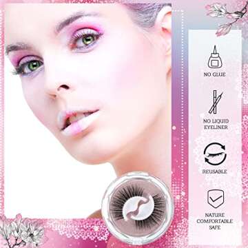 Reusable Self Adhesive Eyelashes lashes No Glue or Eyeliner Needed Easy to Put On, Stable Non Slip W...