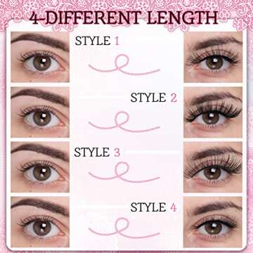 Reusable Self Adhesive Eyelashes lashes No Glue or Eyeliner Needed Easy to Put On, Stable Non Slip Waterproof False Lashes with 2 Eyelash Tweezers for Women Makeup Gift, 4 Pairs (Regular Style)