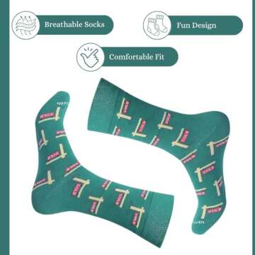 Barrel Down South Sold Realtor Sign Socks – Green/Beige, Novelty, Fun, Printed Cotton Crew Socks | One-Size, Cotton/Polyester/Spandex | Gifts for Real Estate Agents