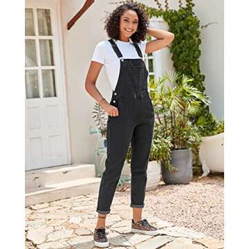 GRAPENT Baggy Overalls for Women Jean Romper for Women Womens Overall Jumpsuit Baggy Overalls for Women Cotton Overalls Vintage Overalls Color Iconic Black Size Medium Size 8 Size 10