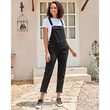 GRAPENT Baggy Overalls for Women Jean Romper for Women Womens Overall Jumpsuit Baggy Overalls for Women Cotton Overalls Vintage Overalls Color Iconic Black Size Medium Size 8 Size 10