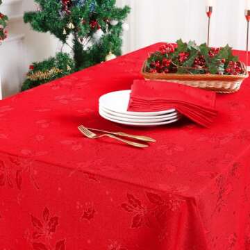 Elegant Waterproof Holiday Tablecloth, 52x52 Inch