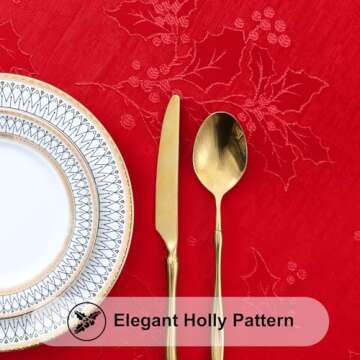 Elegant Waterproof Holiday Tablecloth, 52x52 Inch