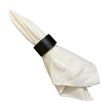 Handmade Wood Napkin Ring Set with 8 Napkin Rings - Artisan Crafted in India (Set of 8, Black)