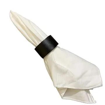 Handmade Wood Napkin Ring Set with 8 Napkin Rings - Artisan Crafted in India (Set of 8, Black)