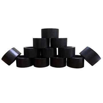 Handmade Wood Napkin Ring Set with 8 Napkin Rings - Artisan Crafted in India (Set of 8, Black)