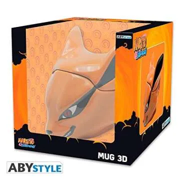 ABYSTYLE Naruto Shippuden Kurama Nine Tailed Fox 3D Ceramic Coffee Tea Mug 13 Oz. Anime Manga Drinkware Home & Kitchen Gift