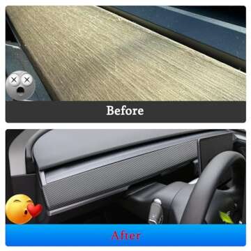 ShowEv for Tesla Model Y Dashboard Dash Cover Wrap Trim,Wood Door Panel Cover Carbon Fiber Pattern I...