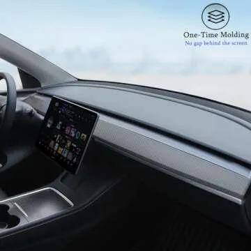 ShowEv for Tesla Model Y Dashboard Dash Cover Wrap Trim,Wood Door Panel Cover Carbon Fiber Pattern Interior Protector Decoration Accessories for Tesla Model Y with Air Vent Cover,Card Holder(6 PCS)