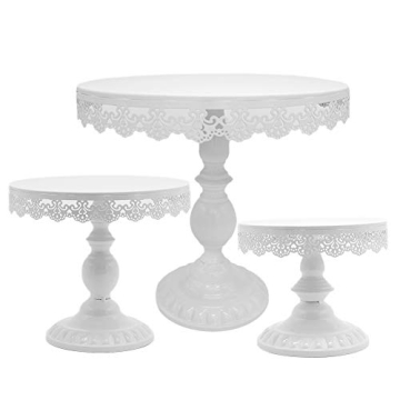 8 Inch / 10 Inch / 12 Inch Iron White Cake Stand Round Pedestal Dessert Holder Cupcake Display Rack ...