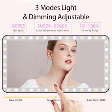 Deluxsa Car Sun Visor Vanity Mirror with 60 LEDs