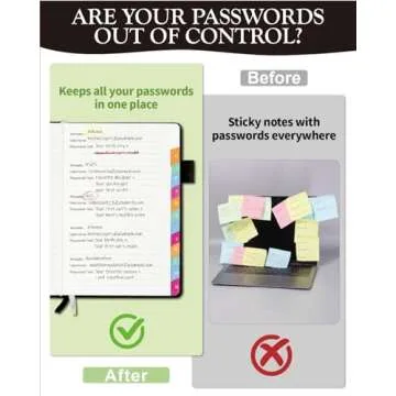 hi!SCI Password Keeper Book with Colorful Alphabetical Tabs, Hardcover Password Log-book for Interne...