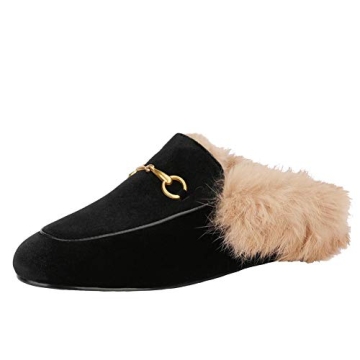 Fur Mules for Women - Elegant Leather Backless Flats for All Occasions