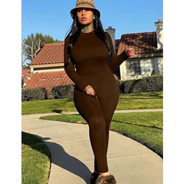 Mokoru Women's Sexy Bodycon Long Sleeve Jumpsuits
