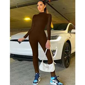 Mokoru Women's Sexy Bodycon Long Sleeve Jumpsuits