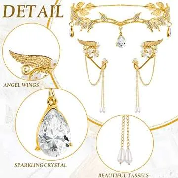 Elegant Rhinestone Headband and Elf Ears Cuffs Set