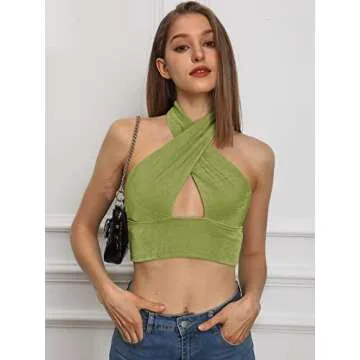 Dealmore Women's Sexy Halter Crop Top Army Green for Summer
