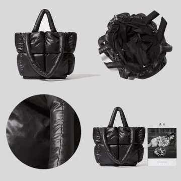 JOLLQUE Quilted Puffer Tote Bag - Stylish Winter Handbag