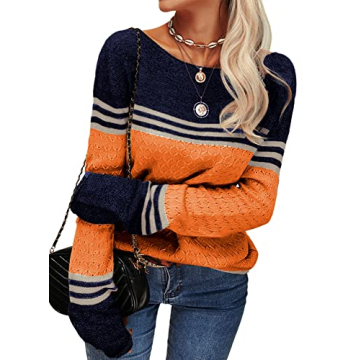 Stylish Danedvi Colorblock Pullover Sweater for Women