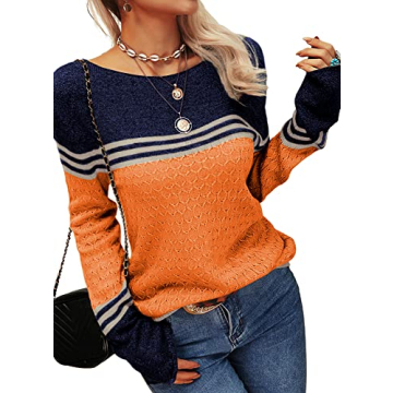 Stylish Danedvi Colorblock Pullover Sweater for Women
