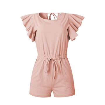 Angashion Ruffle Cap Sleeve Loose Casual Short Romper