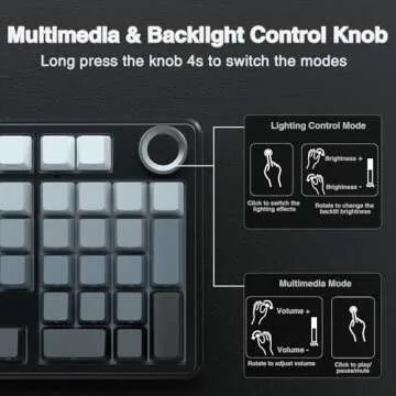 AULA F99 Pro Wireless Mechanical Keyboard with Knob,Tri-Mode BT5.0/USB-C/2.4GHz Hot Swappable Keyboard,Pre-lubed Switches,Gasket Structure,RGB Backlit Computer Gaming Keyboard (Side Printed Black)