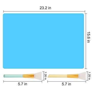 Oversize Silicone Craft mat(23.2 in x 15.6 in), Silicone Mats for Epoxy Resin Jewelry Casting Molds Mat Silicone Placemat (Blue), with 2 PCS Silicone Brushes